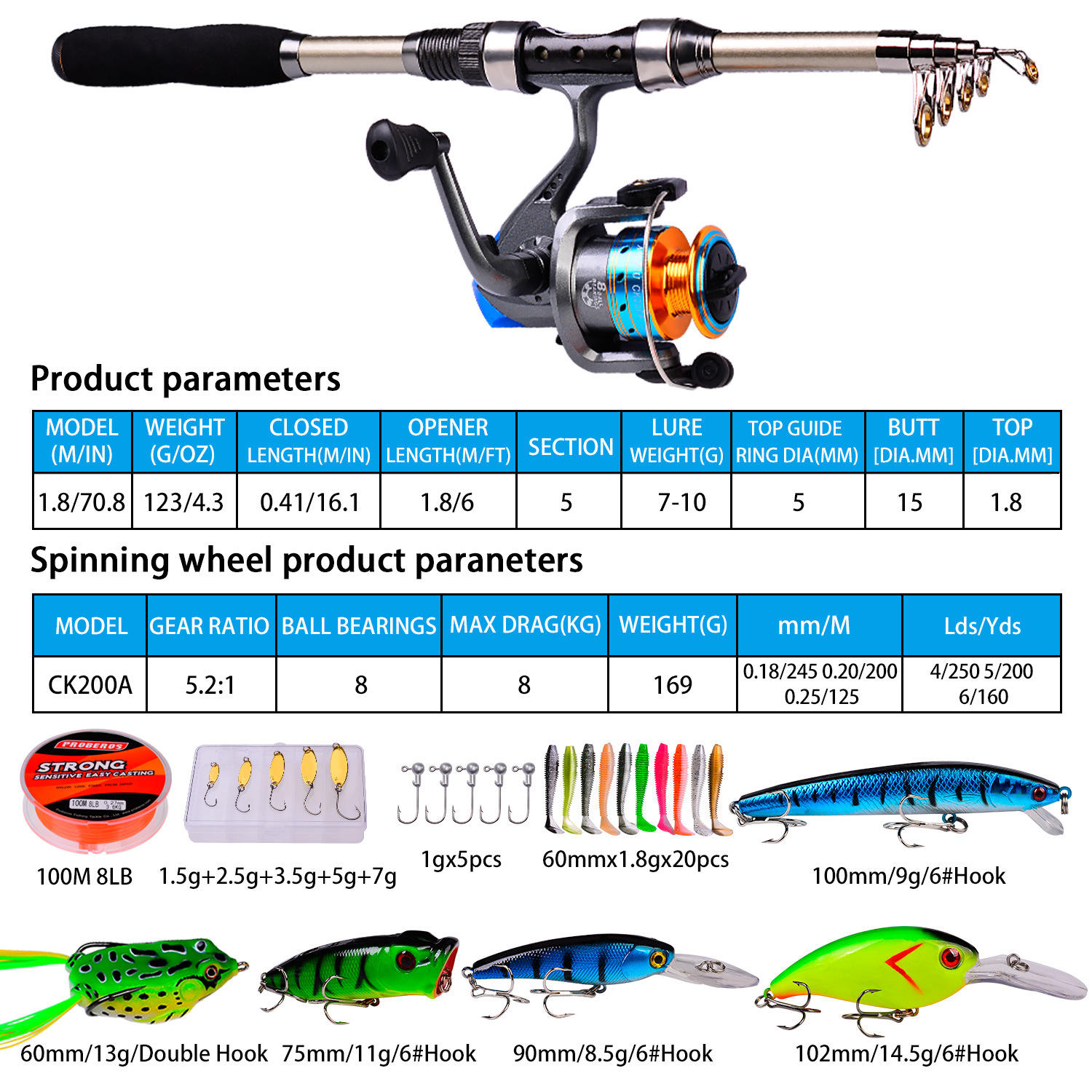 낚싯대와 릴 콤보 카본 파이버 텔레스코픽 낚싯대 릴과  - Fishing Rod Combo 리뷰 및 가격